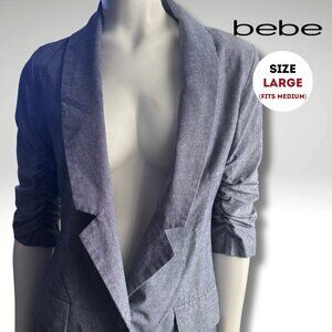 bebe Draped Open-Front Blazer – Size Large (Fits Medium)
